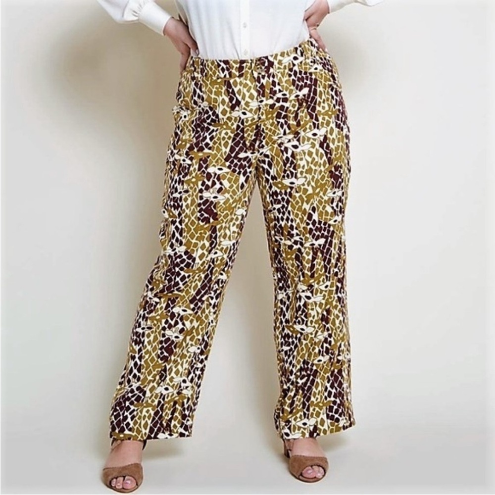 ModCloth moment of couth giraffe cotton linen blend pants size 3x wide leg